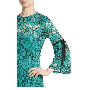 Lela Rose Grosgrain-trimmed Corded Lace Midi Dress